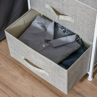 HOMCOM Vertical 3-Tier Linen Drawer Cabinet Organizer Storage Dresser Tower with Metal Frame Adjustable Feet for Living Room, Bathroom, Kitchen, White, Oak and Light Grey 