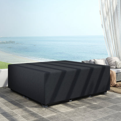 Outsunny 600D Oxford Outdoor Garden Furniture Sofa Set Cover, Waterproof Anti-UV Rattan Sun Lounger Protection Protector Cover, 225L x 210W x 70Hcm, Black 