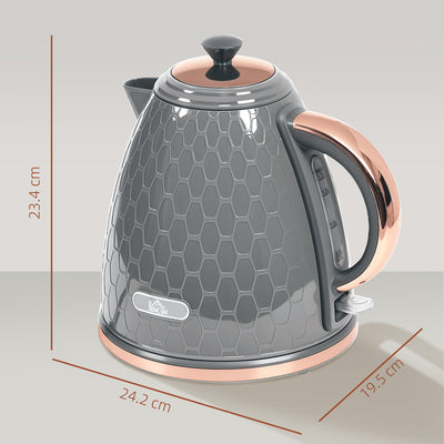 HOMCOM 3kW Rapid Boil Honeycomb Kettle - Grey 