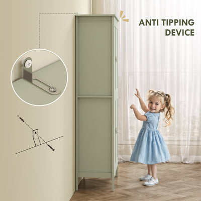 HOMCOM Tall Pantry Cupboard with Motion Sensor LED Light - Green 