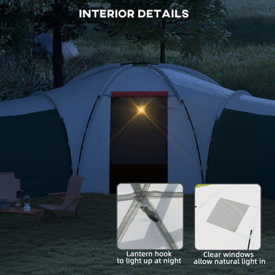 Outsunny 6-9 Man Tent with Bedrooms and Living Room, Accessories Included, Green 