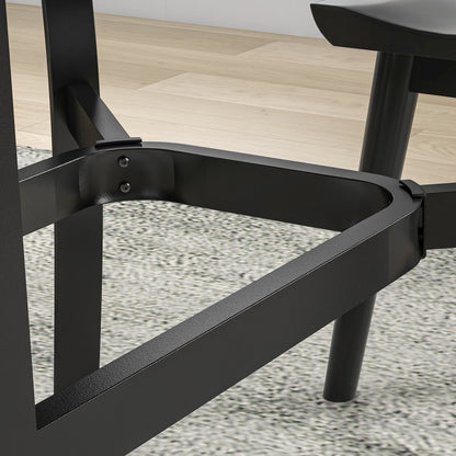 Outsunny Rectangle Garden Dining Table with Parasol Hole, Patio Table with Steel Frame and Slat Tabletop, 150cm x 90cm, Black 