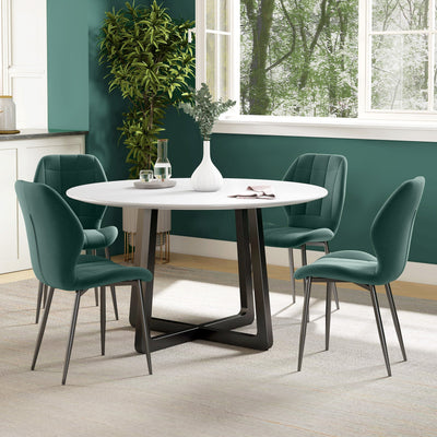 HOMCOM Set of Four Flannel Relaxed Tub Dining Chairs - Green 