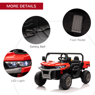 HOMCOM 12V 2 Seater Kids Electric Ride-On Car with Electric Bucket, Remote Control - Red 