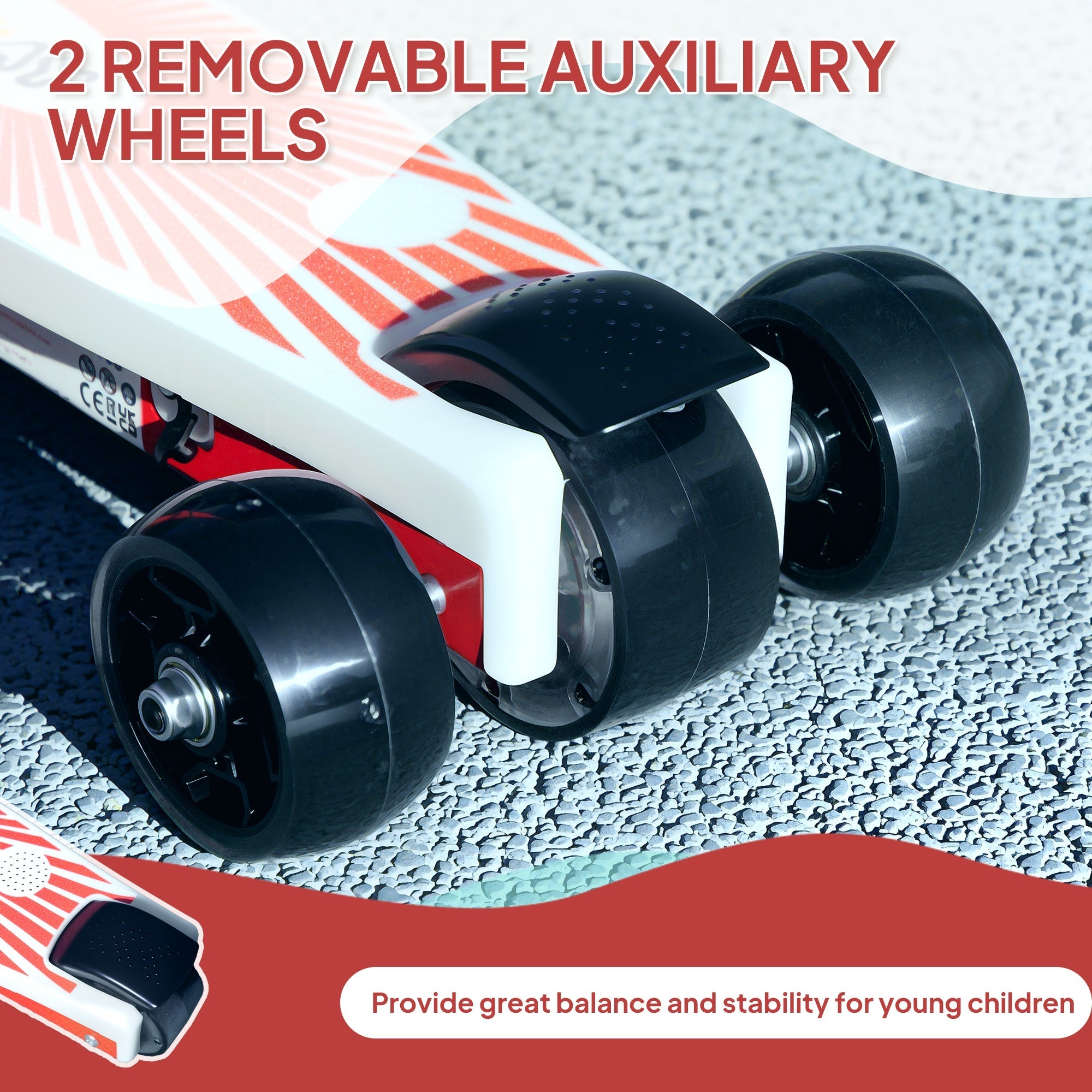 AIYAPLAY Electric Scooter for Kids Ages 4-7, with Auxiliary Rear Wheels, Flashing LED Light and Electric Brake, Kids Electric Scooter for Boys Girls, 6 KM/H & 8 KM, Red 