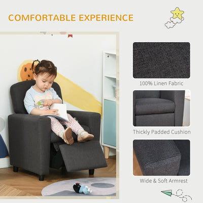 HOMCOM 2 in 1 design Kids Sofa Armchair with Footrest for Children Playroom Bedroom Living Room, 55 x 50 x 67cm, Grey 