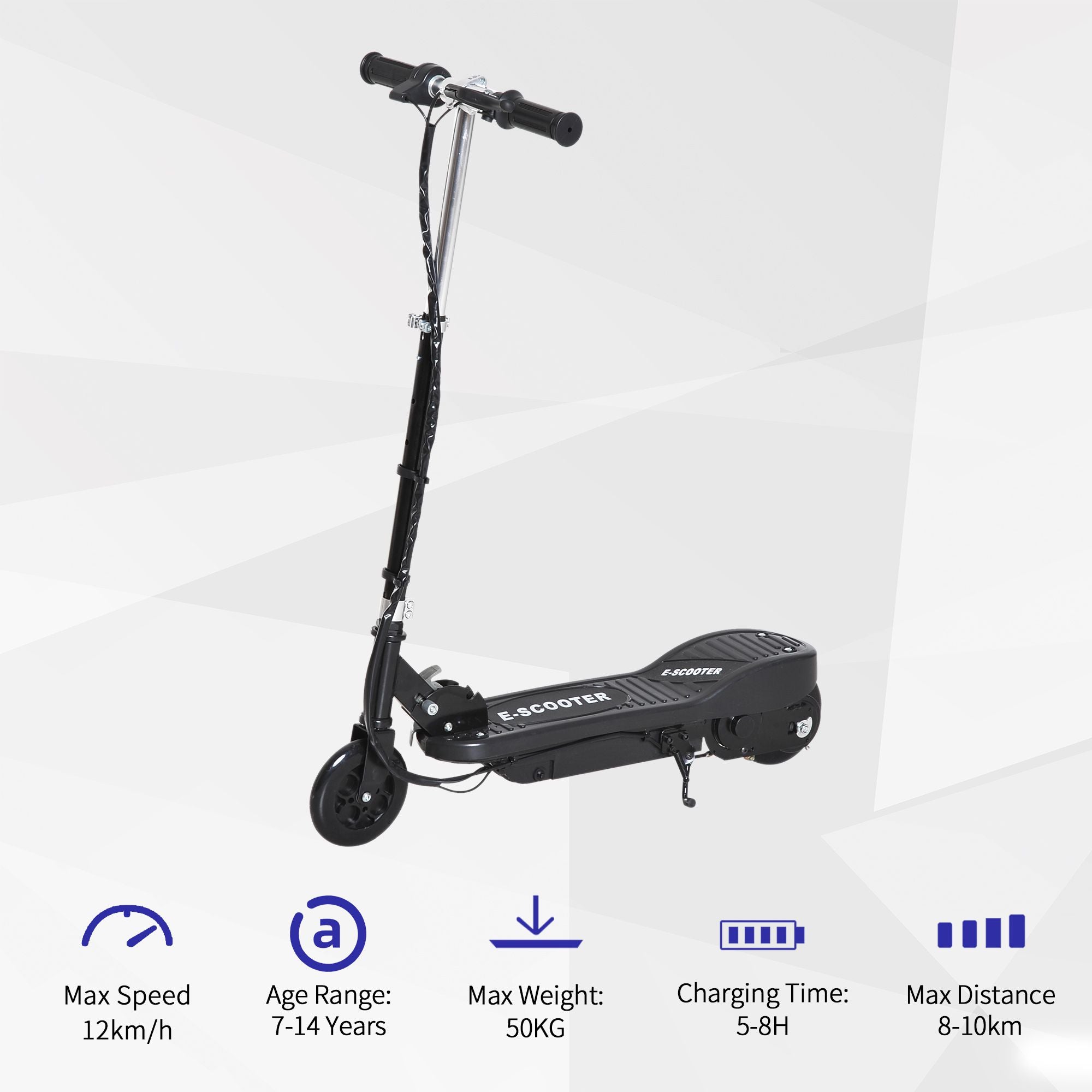 HOMCOM Folding Kids Electric Scooter Ride on Toy, Age 7-14-Black 