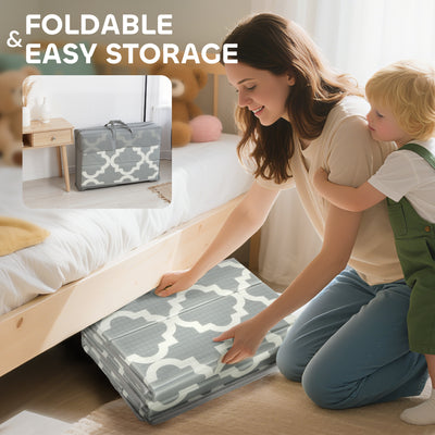 AIYAPLAY Foldable Baby Play Mat, Baby Playpen, Reversible Foam Playmat, Floor Mats for Toddlers, Traffic and Grey Diamond Theme 