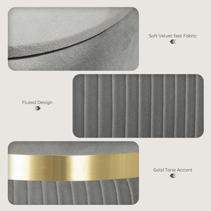 HOMCOM Velvet-Feel Storage Ottoman - Light Grey