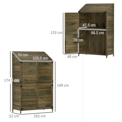 Outsunny 59 x 103.5 cm Two-Tier Wooden Garden Shed - Green 