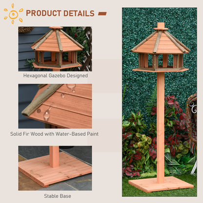 PawHut Wooden Bird Table Bird Feeding Station Playstand with Roof 130Hcm for Outdoor Brown 