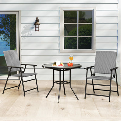 Outsunny Set of Two Folding Rattan Seat Chairs - Grey 