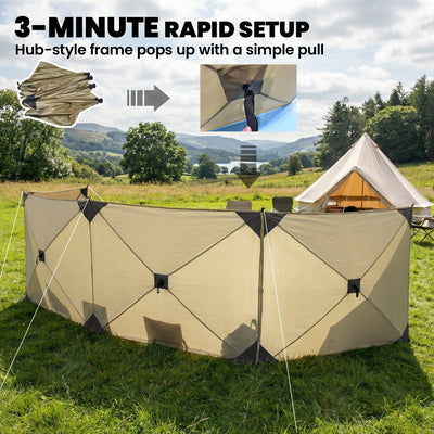 Outsunny Camping Windbreak Pop Up Windbreaker Blocker with Ropes Pegs for Beach Caravan Outdoor 480 x 120 cm 