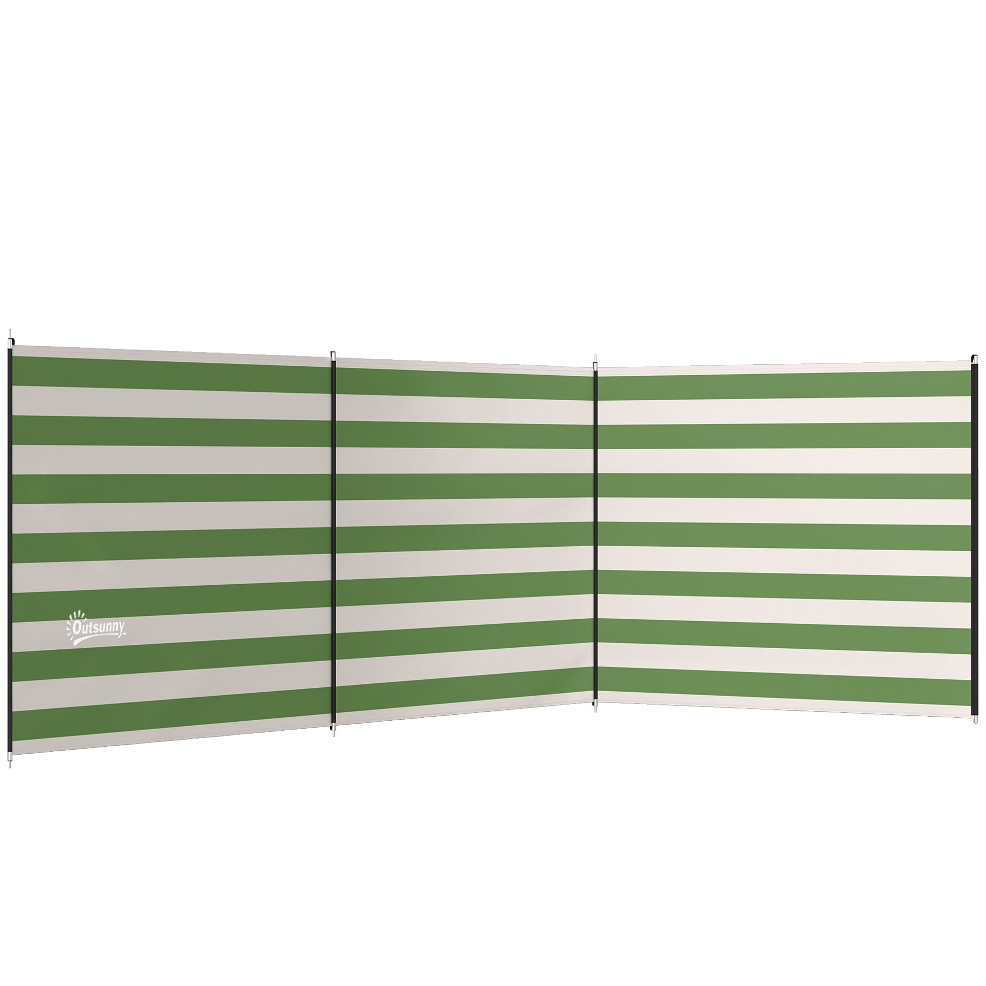 Outsunny 4 Pole Camping Windbreaks, Beach Wind Shield Shelter with Carry Bag and Steel Poles, 540cm x 150cm, Army Green 