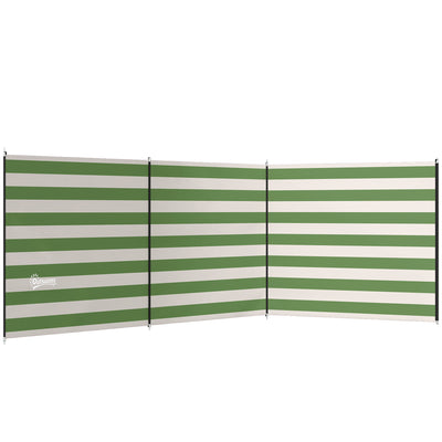 Outsunny 4 Pole Camping Windbreaks, Beach Wind Shield Shelter with Carry Bag and Steel Poles, 540cm x 150cm, Army Green 