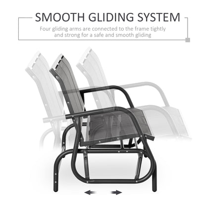 Outsunny 3-Seat Glider Rocking Chair for 3 People Garden Bench Patio Furniture Metal Frame, Grey 