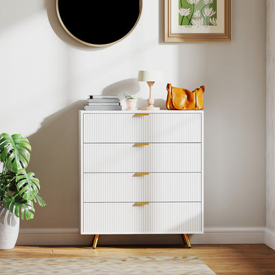 HOMCOM Elegant Four-Drawer Bedside Table - White 
