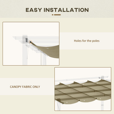 Outsunny Retractable Pergola Shade Cover, Replacement Canopy Fabric for 3 x 3 (m) Pergola, Gazebo Retractable Roof, Tan 