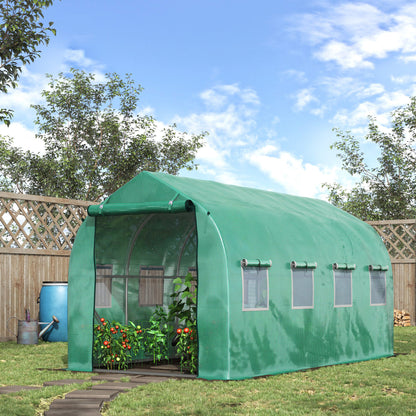 Outsunny Polytunnel Greenhouse with Windows and Door, Walk in Greenhouse for Garden, Backyard (4 x 2 M) 