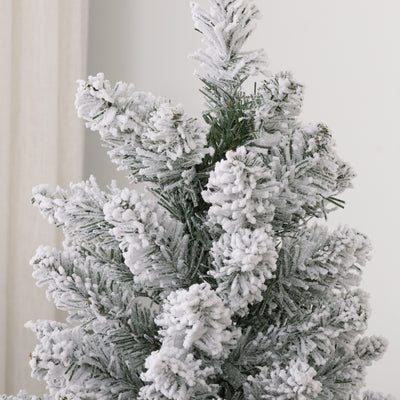 HOMCOM 5ft Artificial Snowy Pencil Christmas Tree - White 