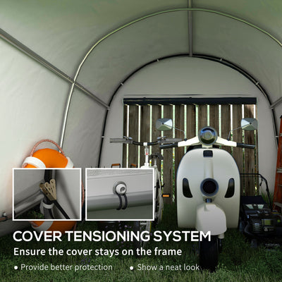 Outsunny 3 x 3(m) Garden Storage Tent, Heavy Duty Outdoor Shed, Waterproof Portable Shed Storage Shelter with Galvanised Steel Frame for Bike, Motorcycle, Garden Tools, Grey 