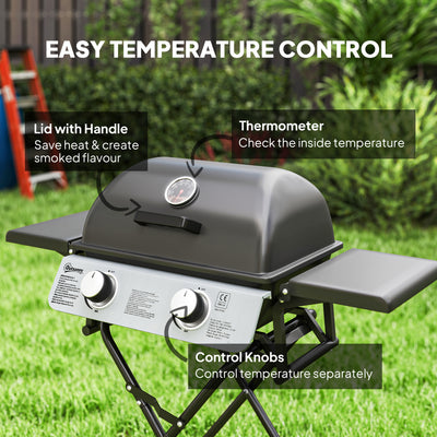 Outsunny Two-Burner Portable Suitcase BBQ - Black 