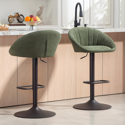 HOMCOM Set of Two Relaxed Tub Bar Stools - Dark Green 