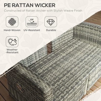 Outsunny 4 Piece Rattan Garden Furniture Set Outdoor Sofa Sectional Set with Glass Top Table for Poolside, Light Grey 