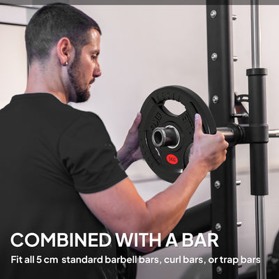 SPORTNOW Olympic Weight Plates, 2"/5cm Weight Disc Pair with Tri-Grips, 2 x 5kg Dumbbell Plates for Weightlifting and Strength Training Home Gym Fitness Workout, Black 
