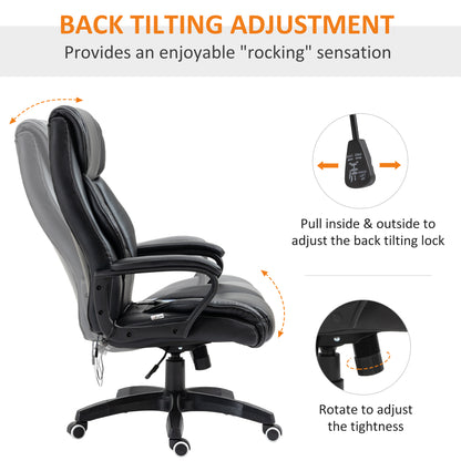 Vinsetto High Back Executive Office Chair 6- Point Vibration Massage Extra Padded Swivel Ergonomic Tilt Desk Seat, Black 