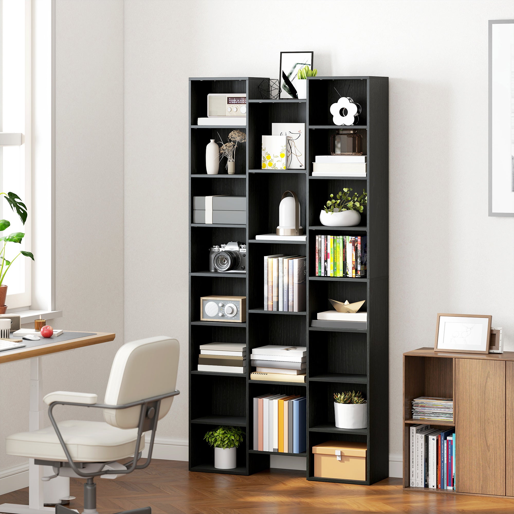 HOMCOM 21-Compartment Bookshelf - Black 