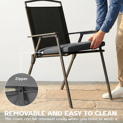 Outsunny Outdoor Seat Cushions Set of 2 with Ties, Waterproof Garden Seat Pads, Dark Grey 