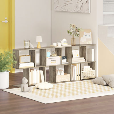 HOMCOM Side Table, Narrow End Table with Storage Shelves, S-Shaped, 3-Tier, 50W x 19.5D x 58H cm, Grey 