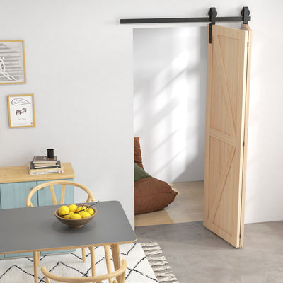 HOMCOM 4FT/122CM Bi-Folding Sliding Barn Door Hardware Track Kit, Heavy Duty Sliding Door Kit for 2 Doors with J Shape Hanger 