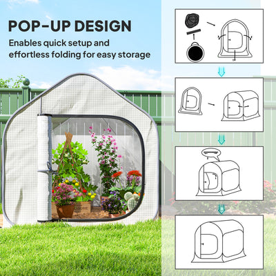 Outsunny 150 x 148cm Pop-Up Greenhouse - White 