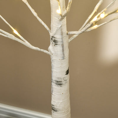 HOMCOM 6ft Artificial White Birch Tree Light with Warm White Pre-Lit LED Light for Indoor and Covered Outdoor Use 