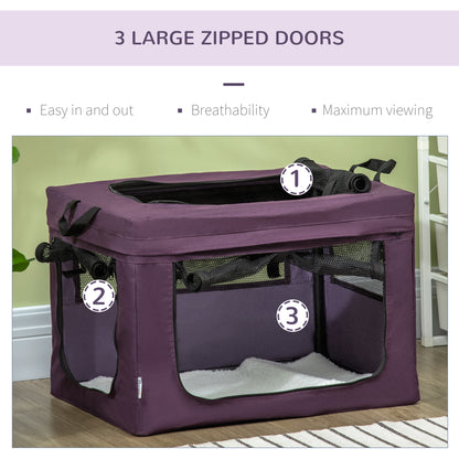 PawHut 60cm Pet Carrier, with Cushion, for Miniature Dogs - Purple 