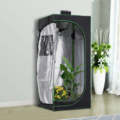 Outsunny Grow Tent Reflective Mylar Hydroponic with Adjustable Vents and Floor Tray for Indoor Plant Growing, 60 x 60 x 140 cm (24.5" x 24.5" x 55") 
