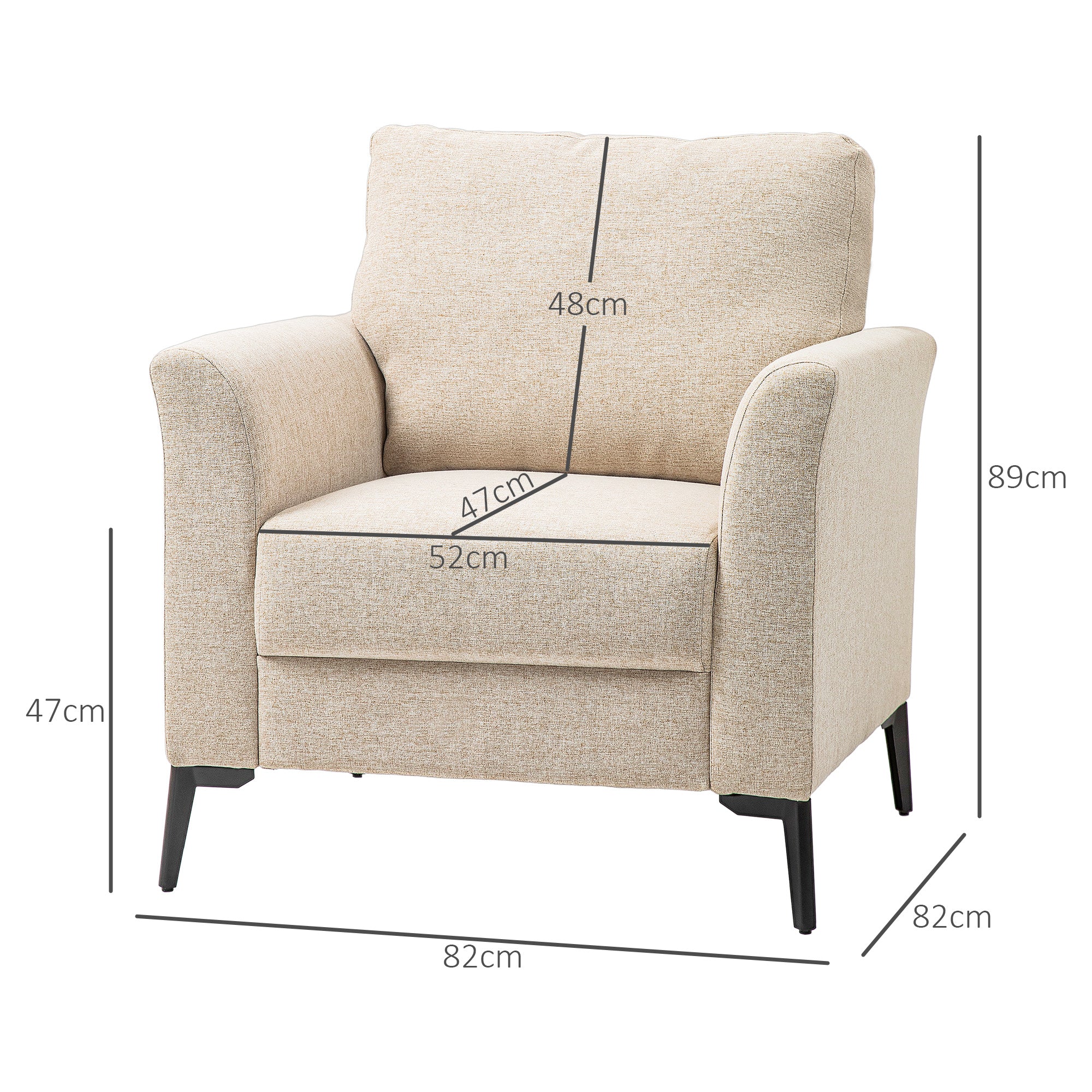 HOMCOM Linen-Look Armchair - Beige 