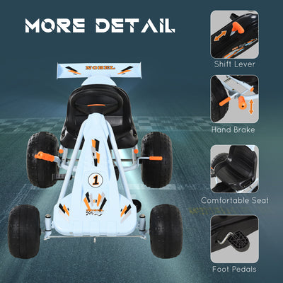HOMCOM Kids Children Pedal Go Kart Manual Ride On Car w/ Brake Gears Steering Wheel Adjustable Seat Outdoor Fun Vehicle 97 x 66 x 59 cm 