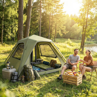 Outsunny Pop Up Tent 3000mm Waterproof Camping Tents with Mesh Windows 2-3 People Green 