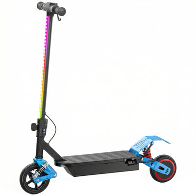 AIYAPLAY Foldable Kids Electric Scooter with LCD Display, Dual Shock Absorption, Up to 15 KM/H, Max Range 6 KM for Age 6-14, Blue 