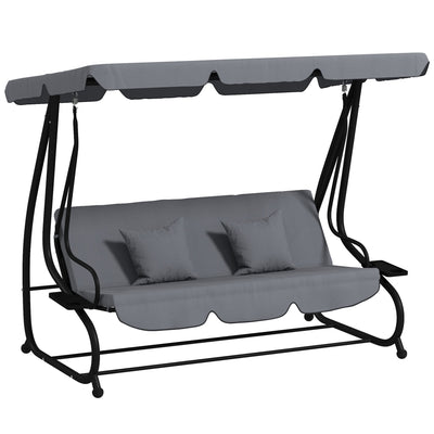 Outsunny Three-Person garden Swing Chair, with Adjustable Canopy - Light Brown 