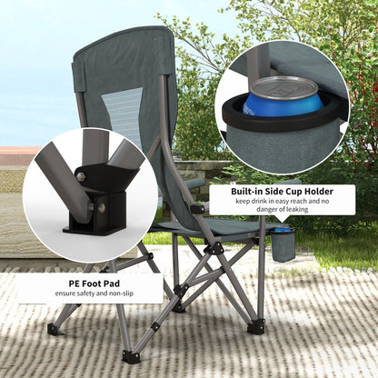 Outsunny Folding Camp Chair Portable Chair w/ Cup Holder Holds up to 136kg Perfect for Camping, Festivals, Garden, Caravan Trips, Fishing, Beach and BBQs 