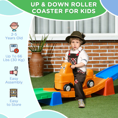 AIYAPLAY 3(m) Four-Piece Ride on Kids Roller Coaster w/ Non-Slip Steps, for Ages 2-5 Years - Multicoloured 