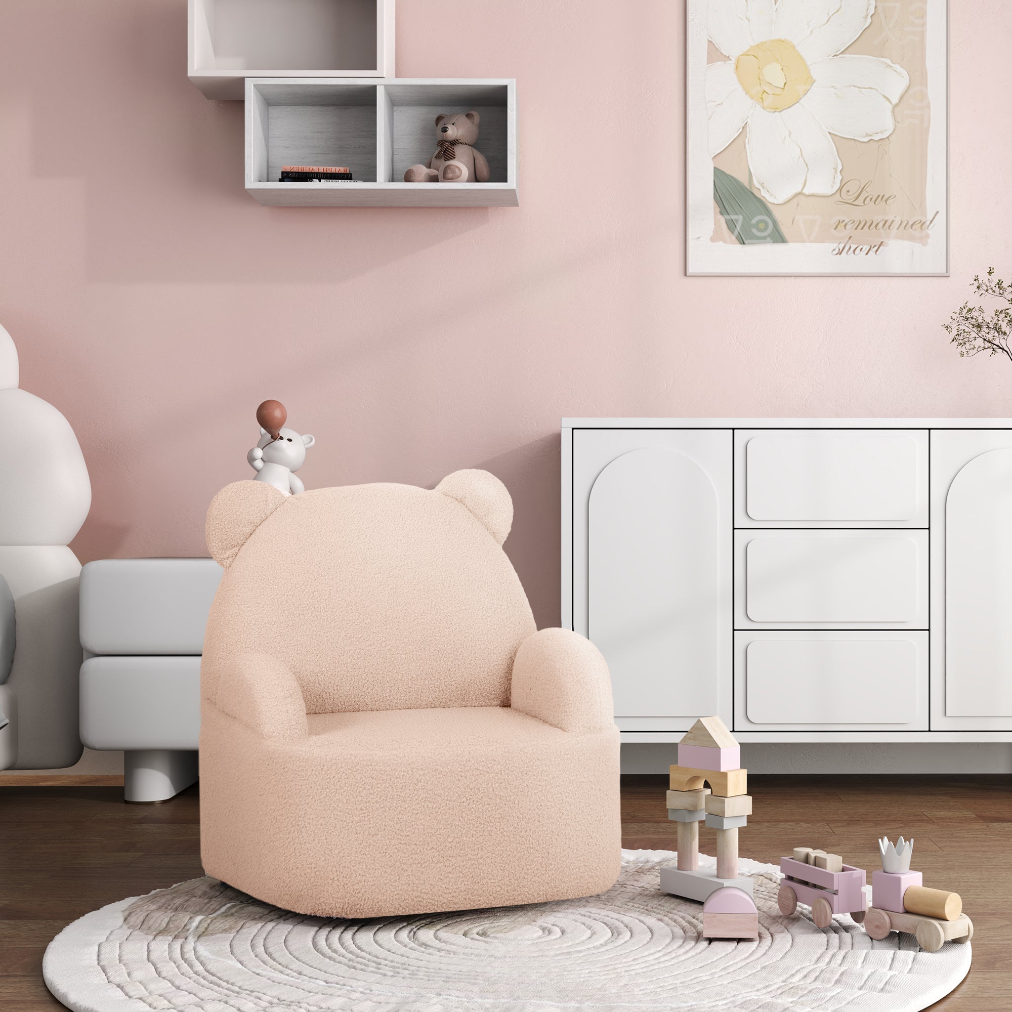 AIYAPLAY Kids Armchair, Bear Shaped Toddler Chair for Bedroom Playroom Living Room, Aged 18 Months to 3 Years - Pink 