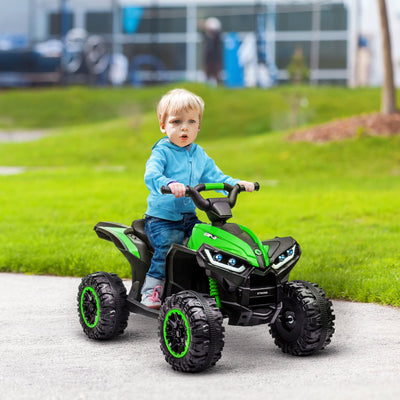 HOMCOM 12V Ride-On Quad Bike w/ Music, Horn, for Ages 3-5 Years - Green 