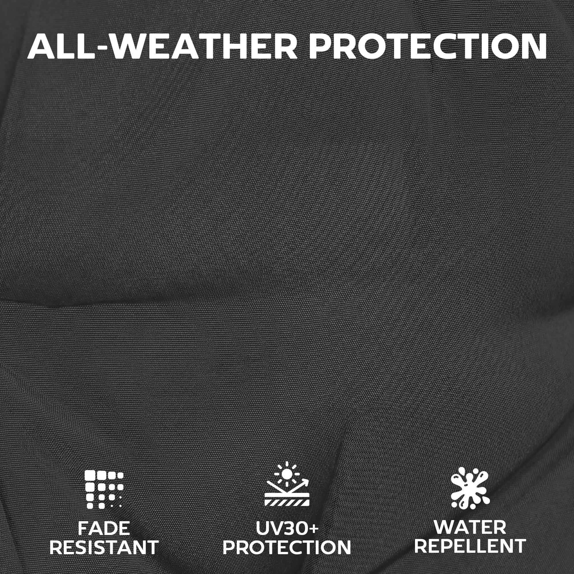 Outsunny Patio Chair Cushions Set of 4, Waterproof Non-Slip Lounge Chair Cushions, 112x53cm, Black 
