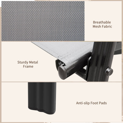 Outsunny Set of Four Stackable Mesh Seat Chairs - Dark Grey 
