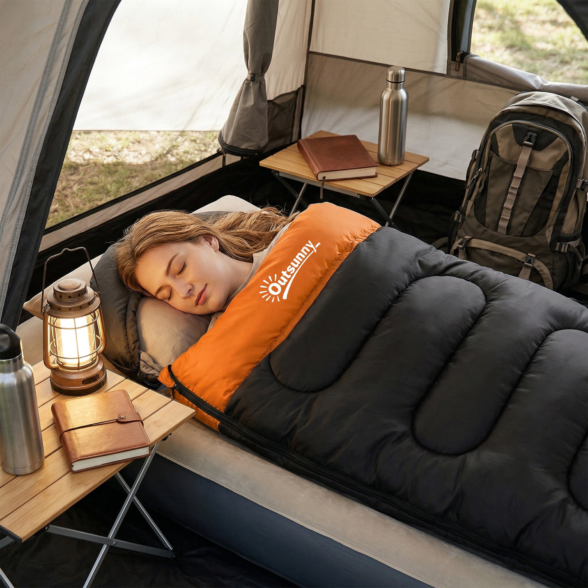 Outsunny Sleeping Bag for Adults, Lightweight & Compact Sleeping Bag, 3 Seasons, Grey 